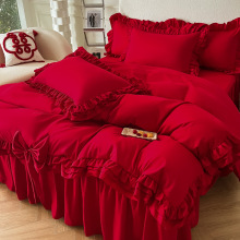 结婚床上用品一整套全套大红被子四件套被芯枕芯七件套婚房喜被褥