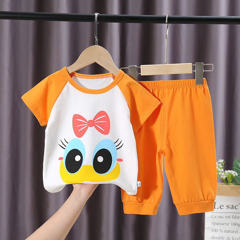 Summer Children's Cotton Short Sleeve Suit Children Half Sleeve Pants Boys and Girls Summer Wear One Piece Dropshipping Baby Clothes