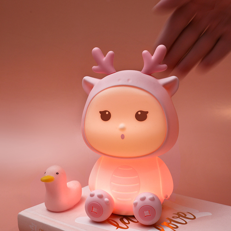 new xiaolongbao silicone night lamp usb rechargeable bedroom bedside sleeping light voice seven-color ambience light gift