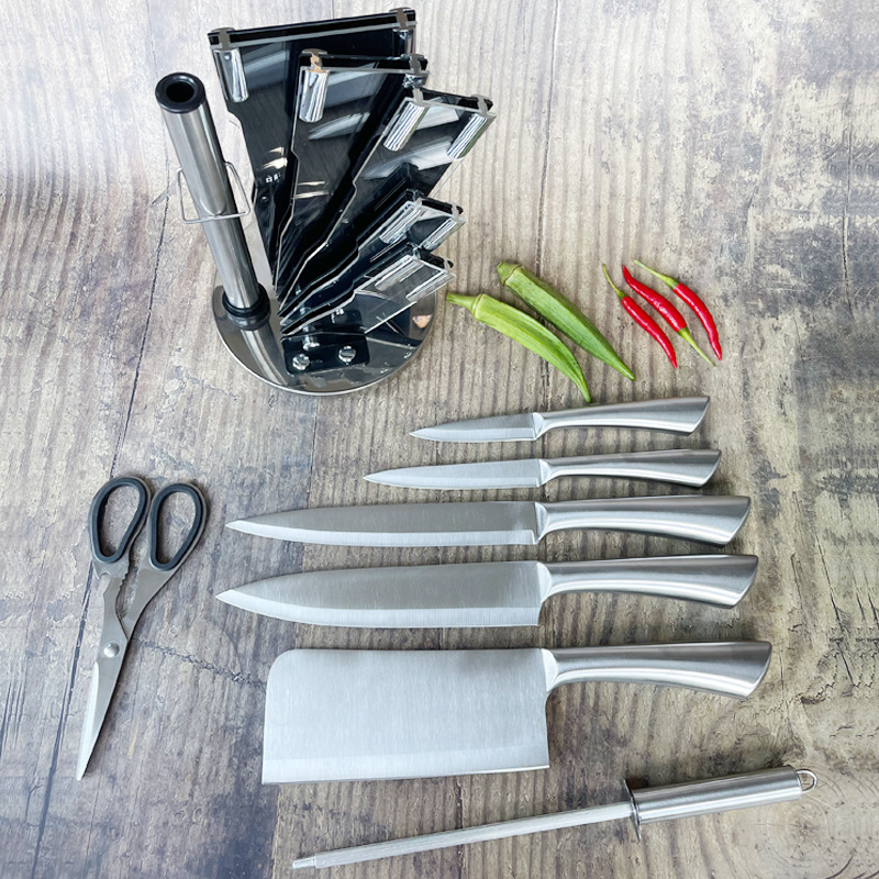 Foreign Trade Knife Set 6 Spot Welding Horseshoe Hollow Handle Knife 8-Piece Set Kitchen Stainless Steel Knife Kitchen Knife Slicing Knife