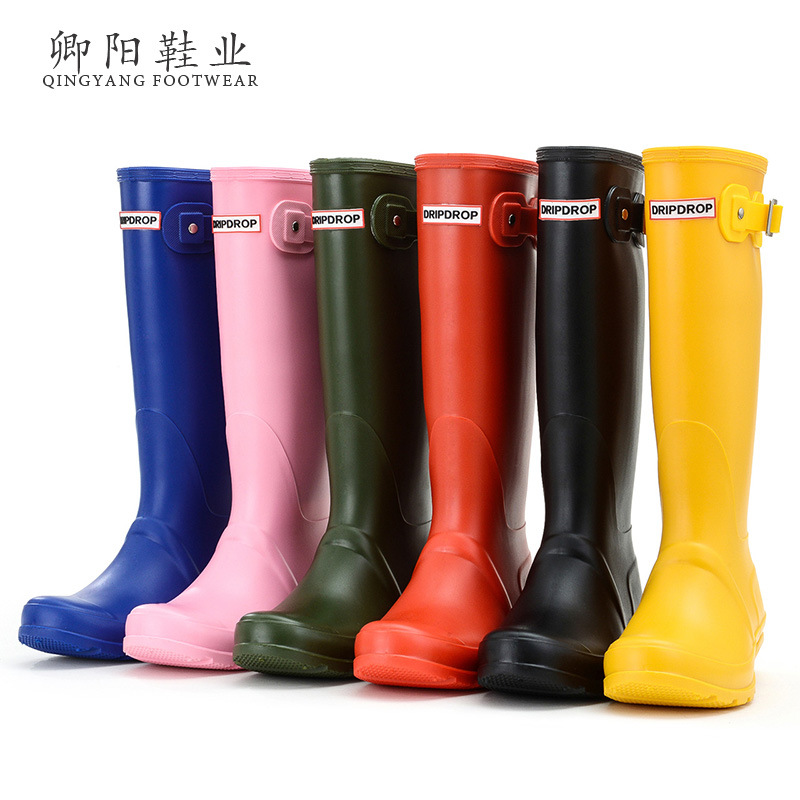 SOURCE Factory High Tube Waterproof Non-Slip Rain Boots High Quality Polymer Material Adult Lady Rubber Shoes Shoe Cover