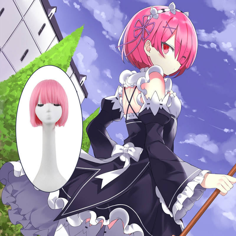 动漫从零开始的异世界生活拉姆短发粉色艾米莉娅紫色cosplay假发