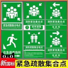应急避难场所间指示牌紧急疏散集合点标识避险安全逃生标志提示墙