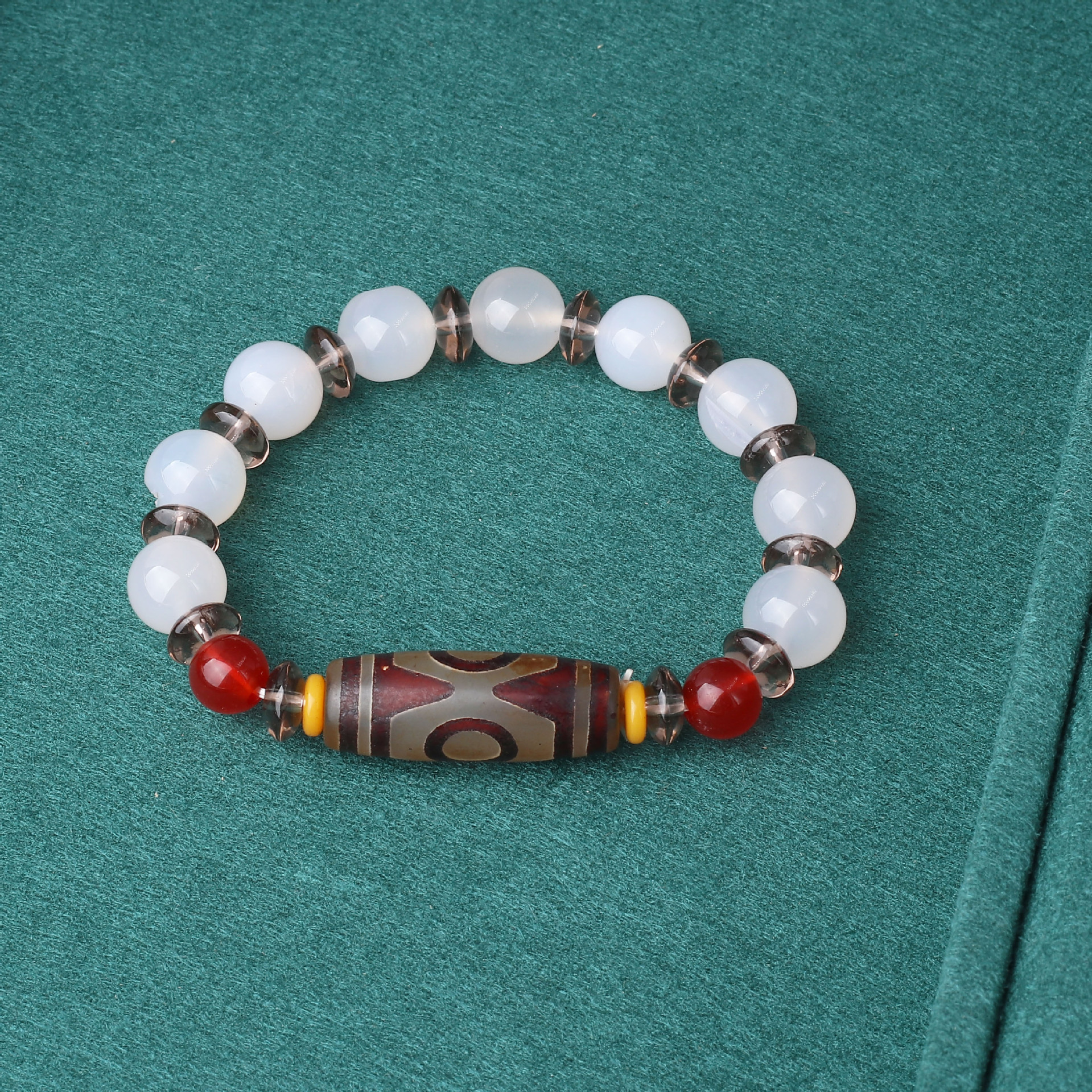 绿玛瑙天珠手串 老玛瑙复古民族风玉髓手链手饰批发南红串珠复古_义乌