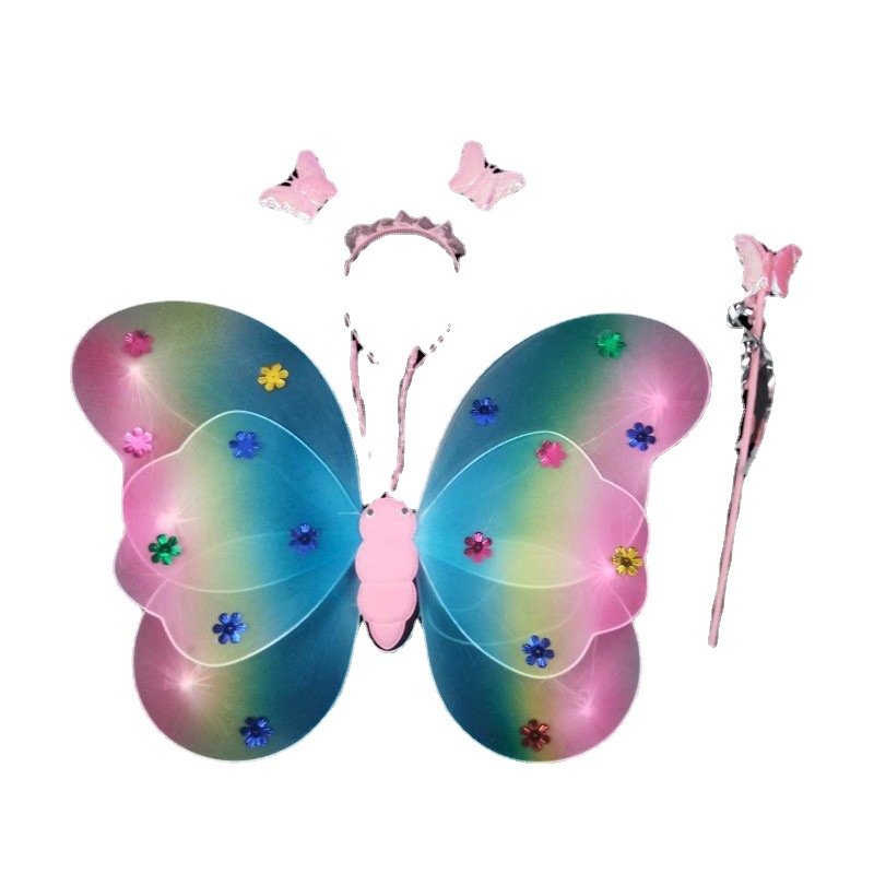 Children's Toy Butterfly Wings Stall Toy Rain Silk Butterfly Wings LED Light-Emitting Butterfly Wings Set