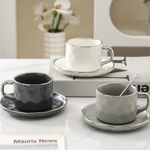 欧式小奢华金边咖啡杯陶瓷杯碟套装下午茶杯碟勺家用高颜值花茶杯