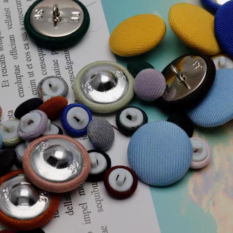 彩色圆形铝圆脚包布纽扣大衣小香风外套衬衫扣子风衣西装开衫钮扣