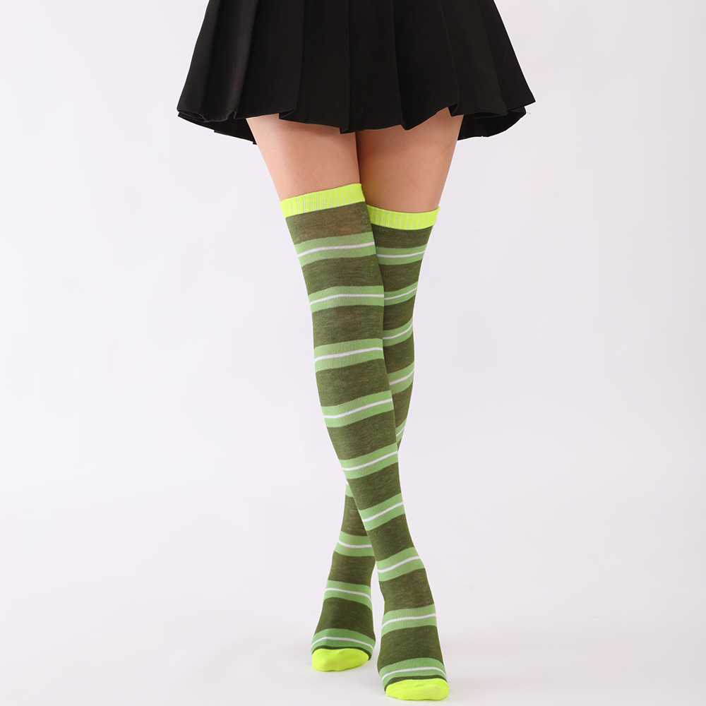 Japanese Style Stripe Hot Girl over Knee Socks Women's Stockings Slimming Anime Spring, Summer, Autumn and Winter Four Seasons Thin