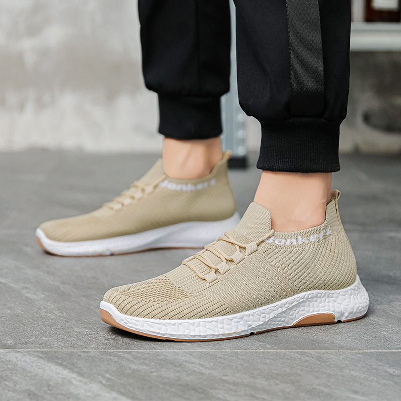 Shoes Men's Foreign Trade Cross-Border Autumn New Casual All-Match Flying Woven Breathable Sneaker Men's OEM Men's Shoes Customization