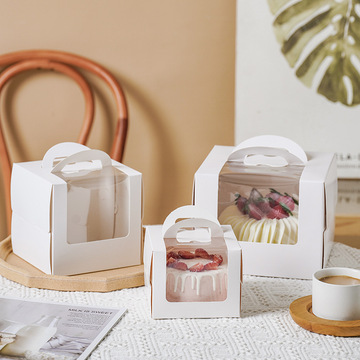 四寸蛋糕盒韩版4 5 6寸手提慕斯蛋糕盒子开窗生日蛋糕包装盒加高