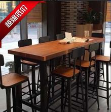 北欧实木吧台桌酒吧咖啡凳高脚桌椅桌子奶茶店靠墙长条桌现代简约