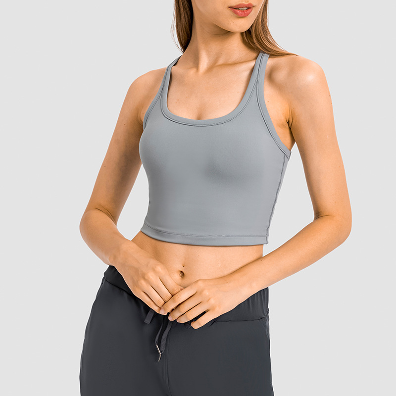 Fashionable All-Match New Yoga Vest with Chest Pad Women's Skin-Friendly Nude Feel Training Fitness Shockproof Sports Underwear