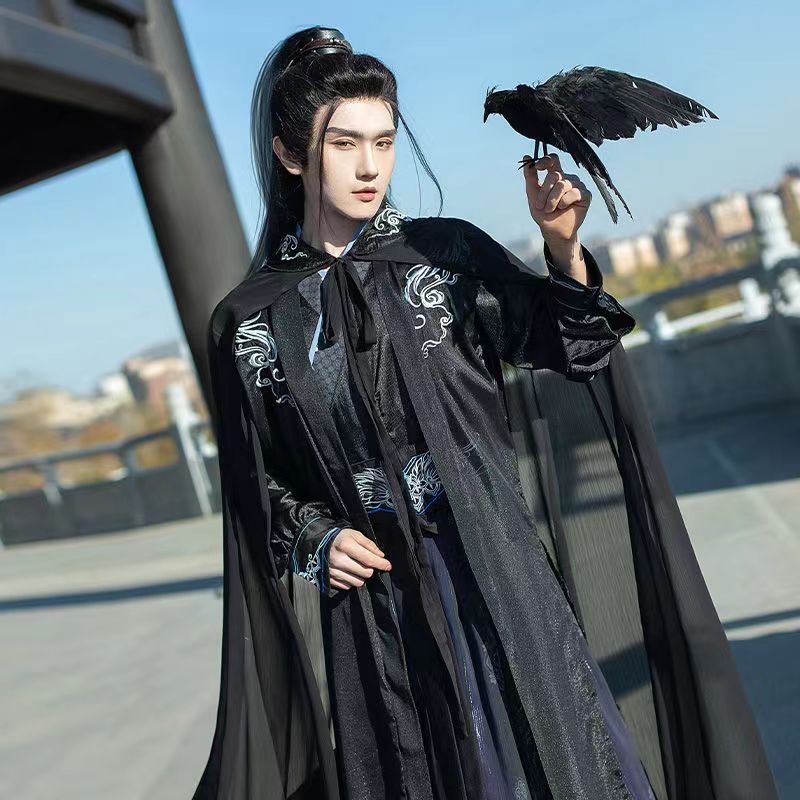 新款宋制比甲汉服情侣款黑色侠客霸气古装飘逸交领日常国风汉服男
