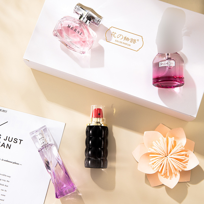 Flower Words New Perfume Women's Suit Gift Box Four-Piece Set Fresh Long-Lasting Light Perfume Live Broadcast One Piece Dropshipping