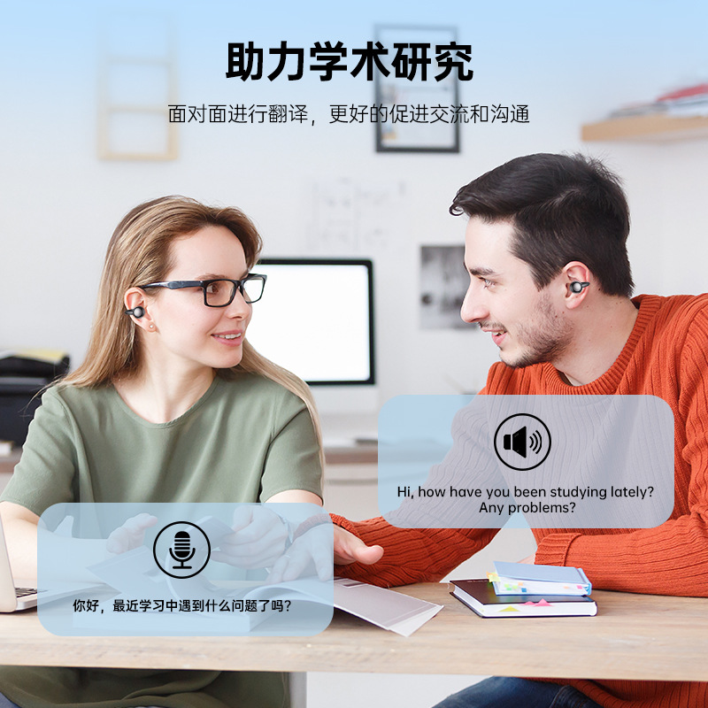 XG42夹耳蓝牙耳机双耳无线6.0多功能彩屏AI翻译蓝牙耳机 电子产品