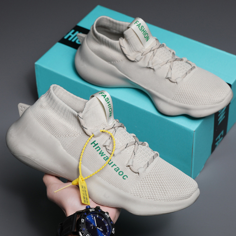 咱们鲨鱼鞋2023春季新款男鞋网面休闲运动鞋透气飞织袜子鞋跑步鞋