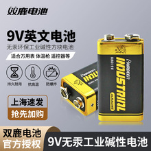双鹿9V英文碱性电池出口工业简装6LR61碱性万用表话筒烟 感器配套