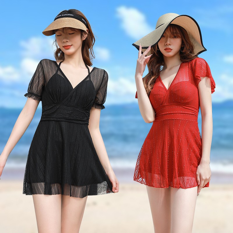 pure desire ins style women‘s one-piece skirt swimsuit women‘s sleeveless sexy slimming belly covering large size slim sand
