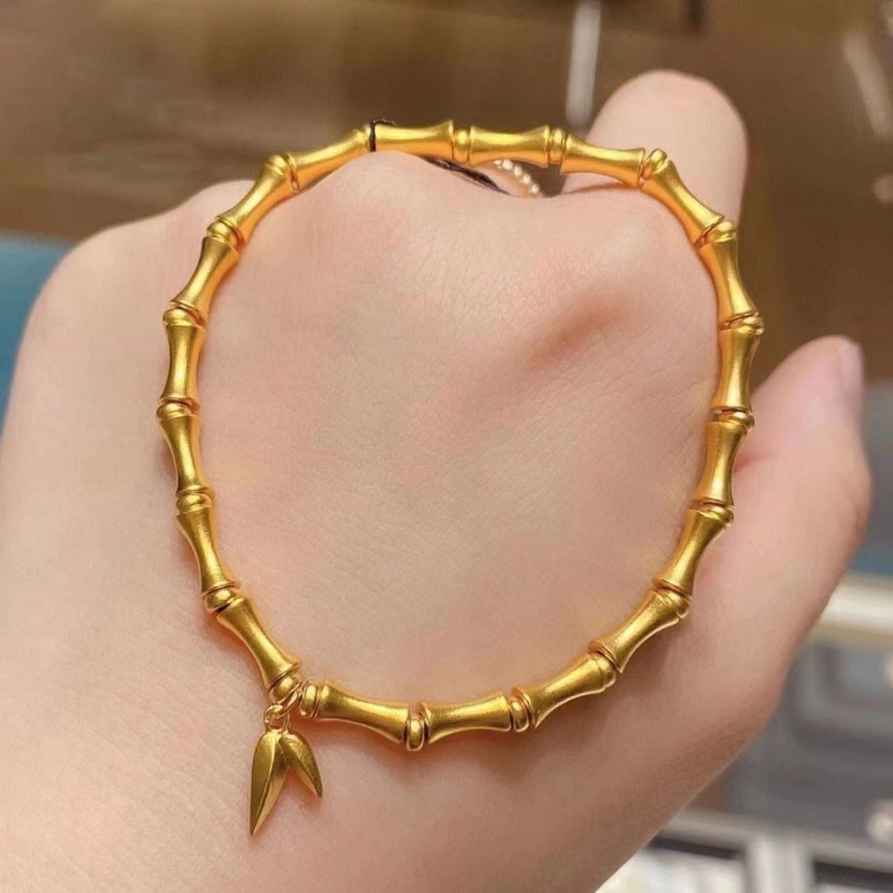 越南沙金传承竹节手链竹报平安手镯铜镀金节节高升女首饰直播批发