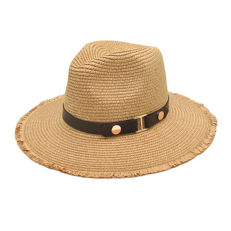 Men's and Women's Spring and Summer New Raw Edge Jazz Hat Neutral Casual Sun-Proof Retro Artistic Style Panama Hat Top Hat