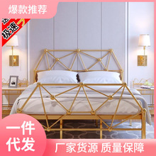 铁艺夜空黑现代简约床铁架子家用双人单人出租屋1.5米铁床1.2米