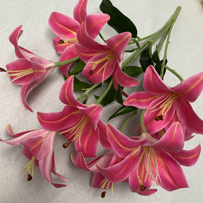 New Simulation 3d9 Head Lily Bulb Pu Feel Artificial Flower Wedding Home Furnishing Decoration Decoration Floriculture and Fake Flower