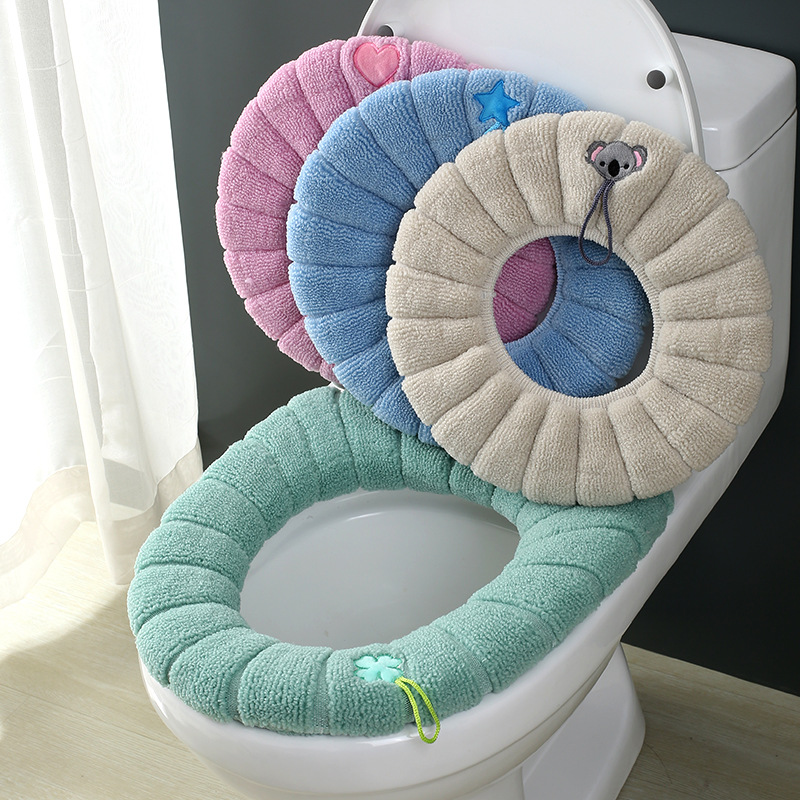 Toilet Mat O-Type Knitted Toilet Seat Thickened Washable Toilet Seat Cover Toilet Seat Cover Home Cartoon Toilet Seat