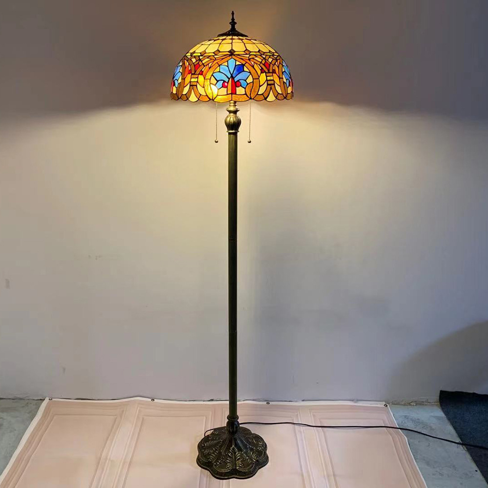 蒂芙尼落地灯 客厅卧室书房床头灯 现代温馨彩色玻璃灯罩落地台灯