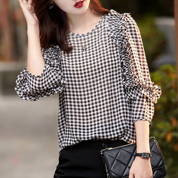 圆领拼接百搭t恤女七分袖大码宽松气质打底短袖夏季新款