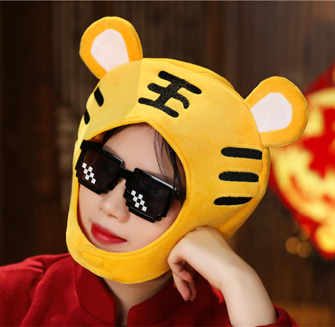 虎年吉祥物 老虎头套帽子 毛绒头套 拍照道具 卡通头套