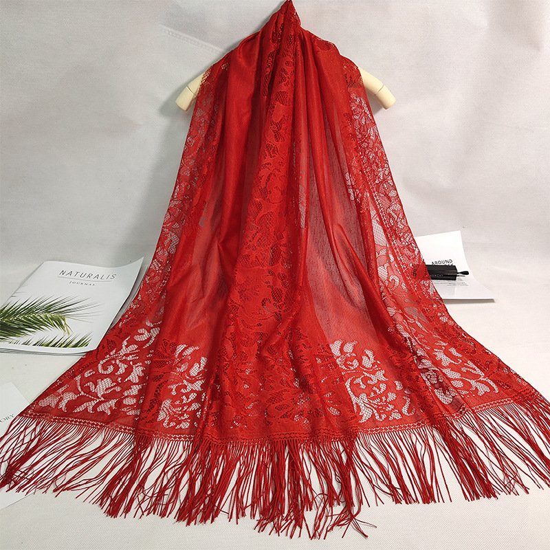 Cheongsam Shawl Summer Lace Scarf Hollow Jacquard Scarf Ethnic Style Tassel Shawl Women's Toe Cap Performance Dinner