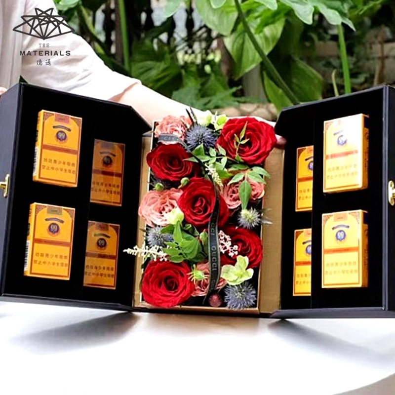 亿通新款父亲节惊喜香烟手提礼盒 男朋友中华香烟鲜花插花盒礼物