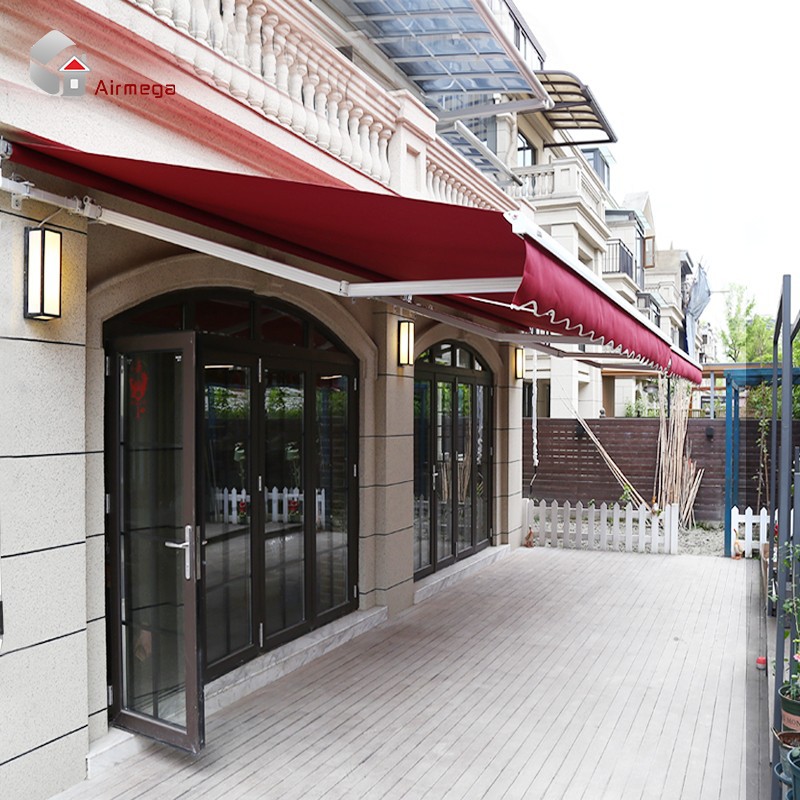 定制户外防晒遮雨伸缩棚阳台商铺店面雨棚铝合金曲臂伸缩式遮阳棚