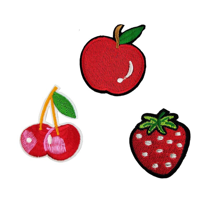 电脑绣花标卡通水果图案刺绣布贴衣服装饰背胶补丁贴服装辅料贴花