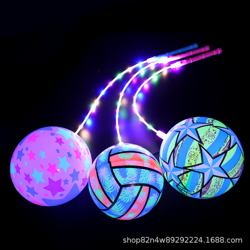 3-Section Handle Luminous Swing Ball Portable Flash Fitness Ball Inflatable Ball Children's Toy Stall Products