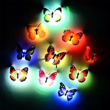 创意七彩蝴蝶小夜灯 3D仿真立体克粘贴LED装饰墙壁灯发光蝴蝶批发