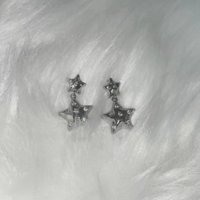 European and American Shining XINGX Inlaid Zircon Silver Earrings Female Temperament Earrings Ins Style Niche High-Grade Sense All-Match Warm ~