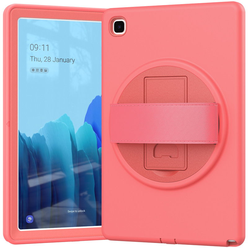 适用三星tab a7 t500肤感平板套笔槽真皮手带旋转pc支架t505后壳
