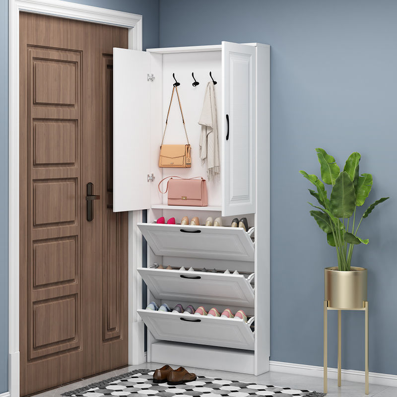 可超薄翻斗简约现代衣帽柜门厅柜17/15cm 玄关门口鞋柜大容量