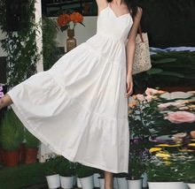 法式白色吊带连衣裙女夏季2024新款海边度假风气质初恋蛋糕长裙子