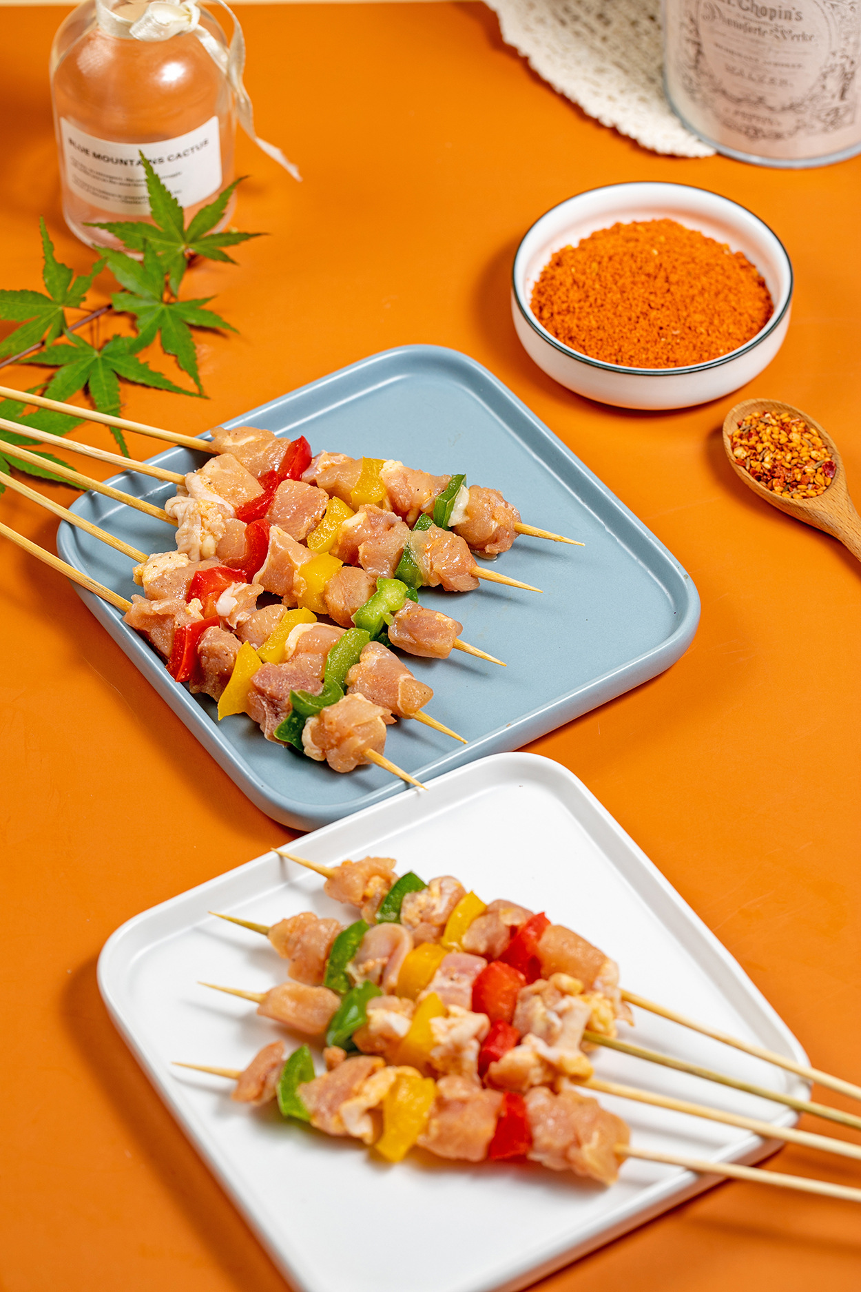 洪宝制串淄博烧烤彩椒鸡腿肉烤串半成品商用冷冻烧烤食材批发烧烤