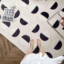 现代简约黑白格室客厅地毯全铺北欧房间床边茶几沙发格子地毯代发