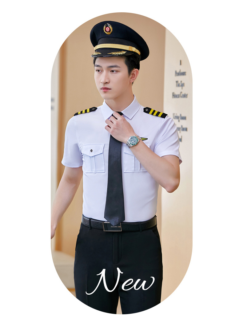 男女同款ktv空姐机长衬衣红色衬衫管乐队指挥夏季打军鼓演出服装