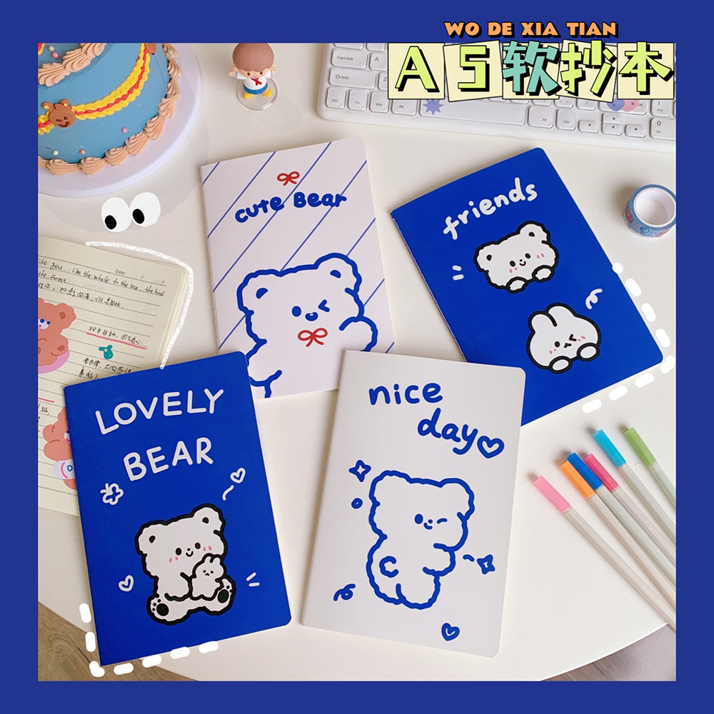 Cartoon Creative Student Notebook Diary Soft and Adorable Bear Work Meeting Soft Surface Copy Notebook Notepad