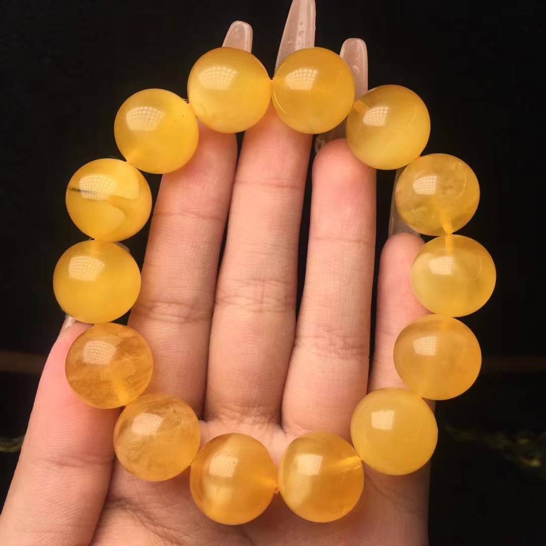 天然老蜜蜡108佛珠蜡质浓郁多圈手链项链可塘珠宝产地货源批发
