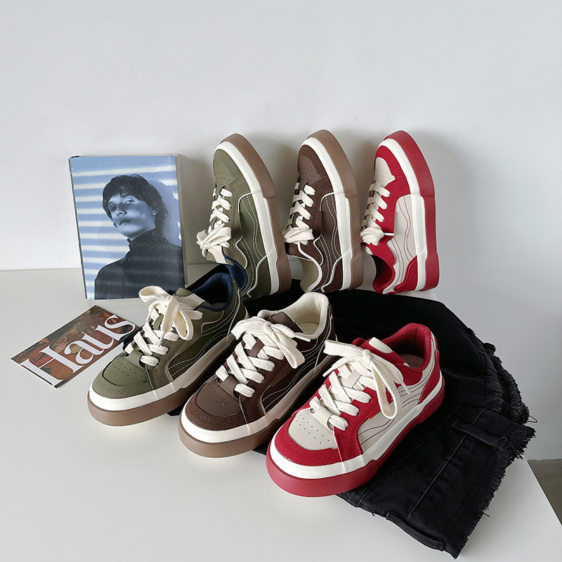 蓓尔女鞋低帮帆布鞋小众厚底板鞋学生百搭运动休闲鞋ins潮面包鞋