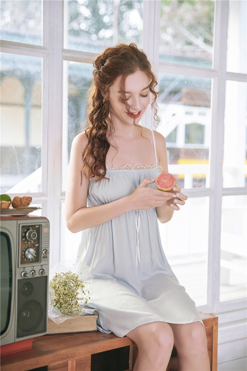 跨境 吊带睡衣公主睡衣少女吊带薄款 睡裙性感宫廷蕾丝睡裙女现货