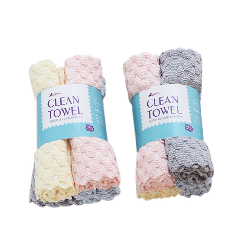 Cross-Border Microfiber Kitchen Towel Furniture Cleaning Car Window Cleaning Seamless Rag Absorbent Cleaning Scouring Pad Towel