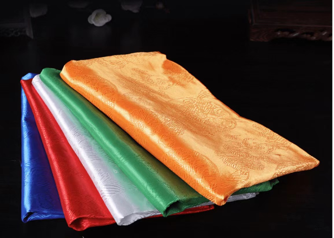 龙凤哈达藏族礼仪用品五色提花纹蒙古族绸缎哈达布大号2.4m小号