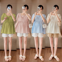 孕妇夏装套装新品韩版时尚宽松休闲上衣+短裤短袖两件套孕妇装